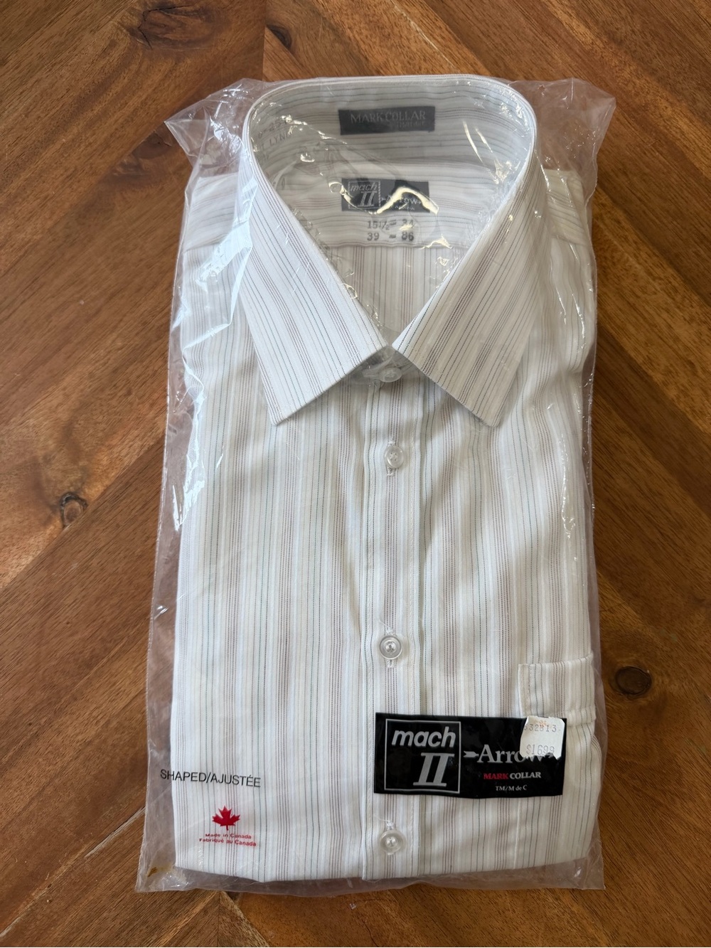 Vintage Mens Deadstock Dress Shirt M 15½ Made in Canada Striped NOS Arrow 70s